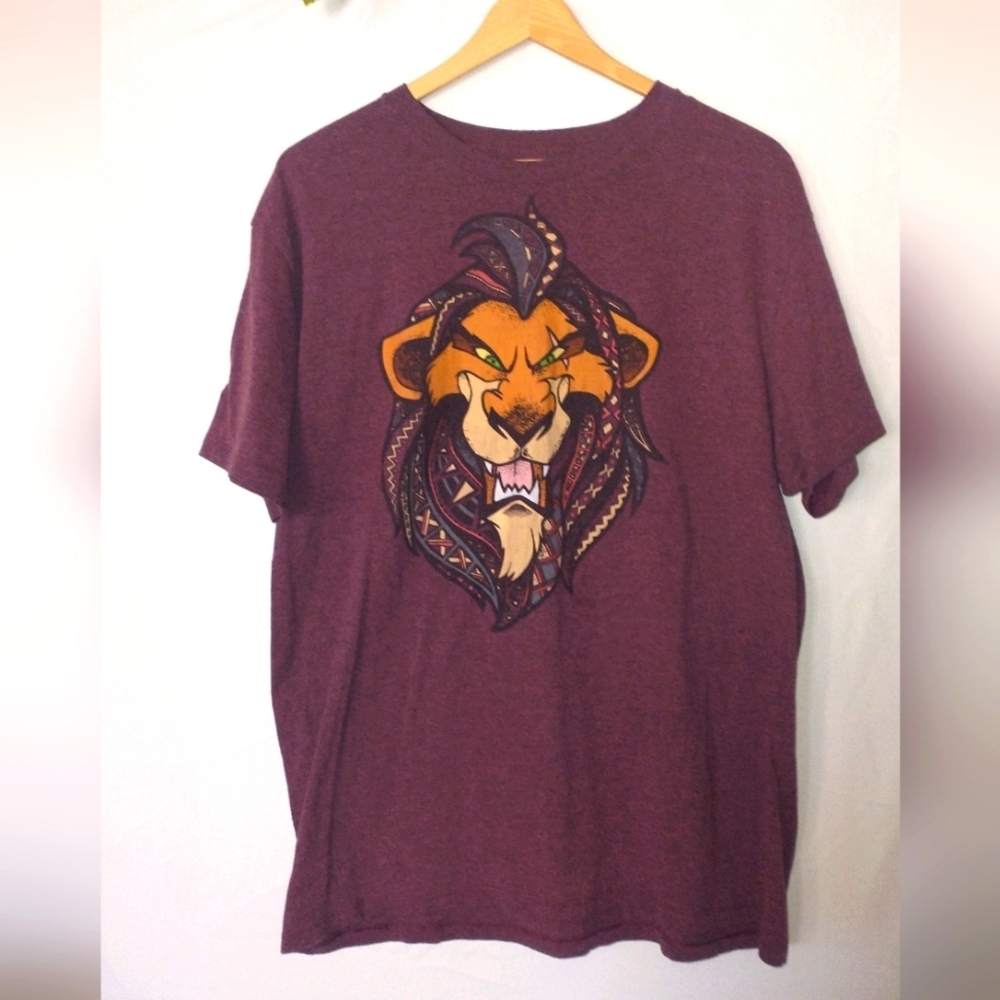 Disney Lion King T-Shirt in Deep Maroon with Scar Size Large